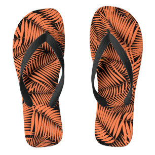Kona Palms Hawaiian Leaf Tropical - Tangerine Flip Flops