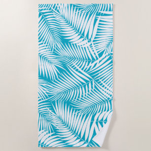 Kona Palms Hawaiian Leaf Tropical - Teal Beach Towel