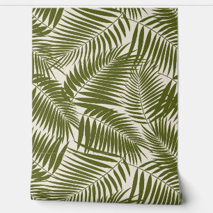 Kona Palms Hawaiian Tropical Leaf - Dark Olive Wallpaper