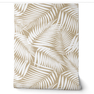 Kona Palms Hawaiian Tropical Leaf - Taupe Wallpaper