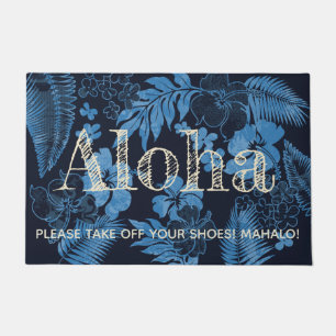 Kona Times Hibiscus Hawaiian Aloha Navy Doormat