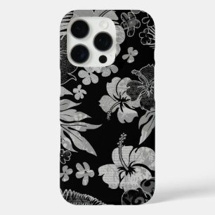 Kona Times Hibiscus Hawaiian Engineered Black Grey iPhone 16 Pro Case
