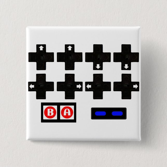 Konami Contra Code 2 Inch Square Button (Front)