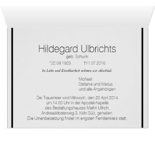 Kondolenzkarte dezent