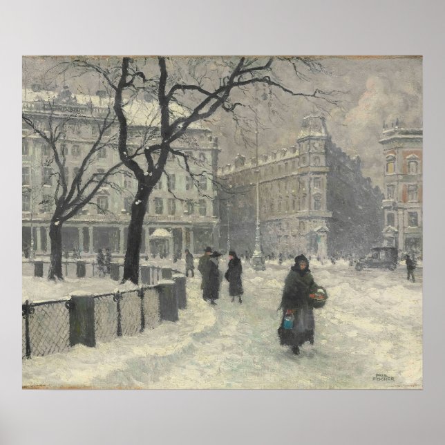 Kongens Nytorv, Copenhagen In Winter Paul Fischer  Poster (Front)