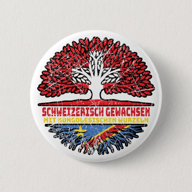Kongo Kongolesisch Schweizer Schweiz Baum Wurzel 2 Inch Round Button (Front)