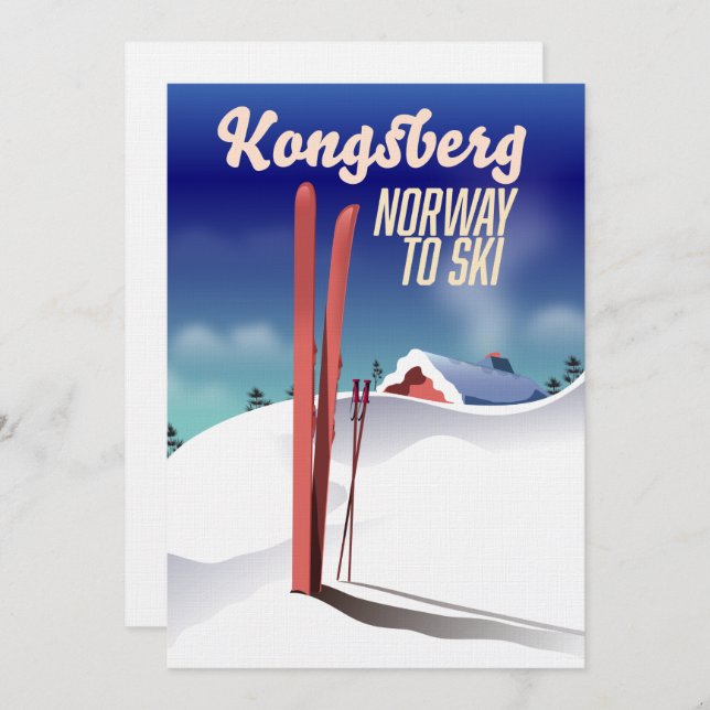 Kongsberg norway ski travel poster. invitation (Front/Back)