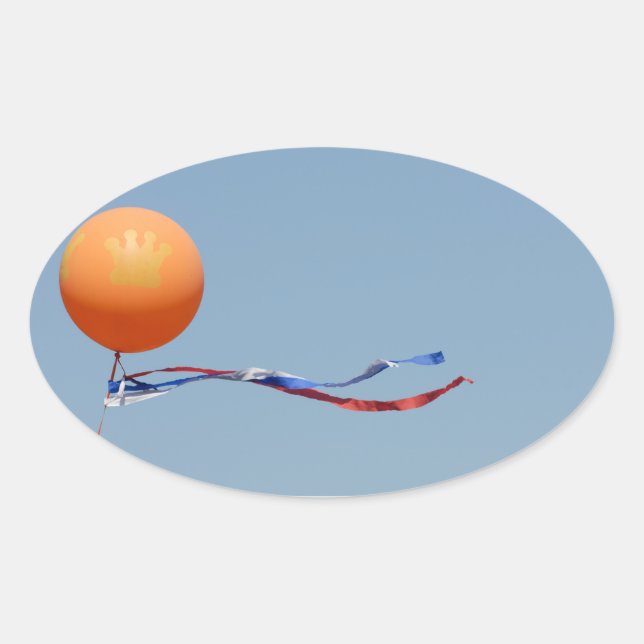 Koninginnedag Queens day balloon Oval Sticker (Front)