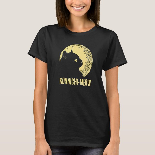 Konnichimeow Beautiful Cat  Cute Kitten Japanese T-Shirt (Front)