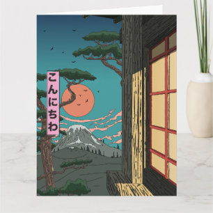 Konnichiwa Japanese Sunset Card