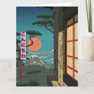 Konnichiwa Japanese Sunset Card