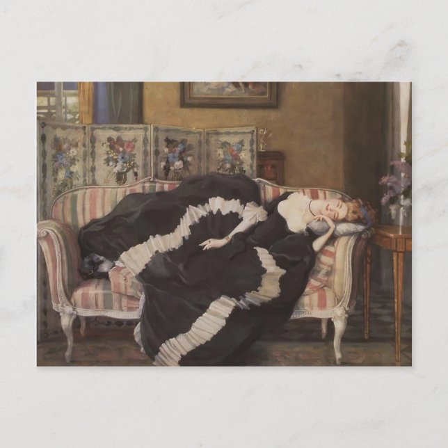 Konstantin Somov- A Sleeping Woman Postcard (Front)