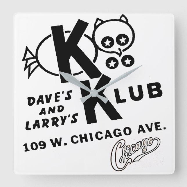 KOO KOO KLUB, Chicago, Illinois Square Wall Clock (Front)