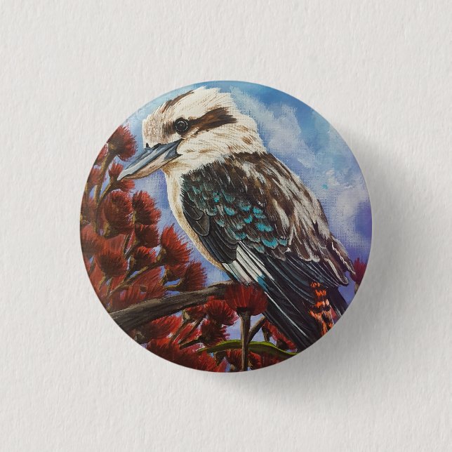 kookaburra 1 inch round button (Front)