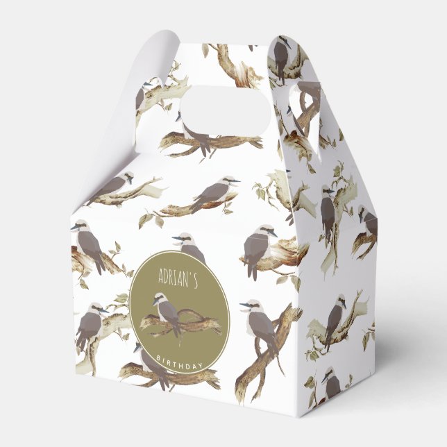 Kookaburra Australian Bird Eucalyptus Birthday Favor Box (Front Side)
