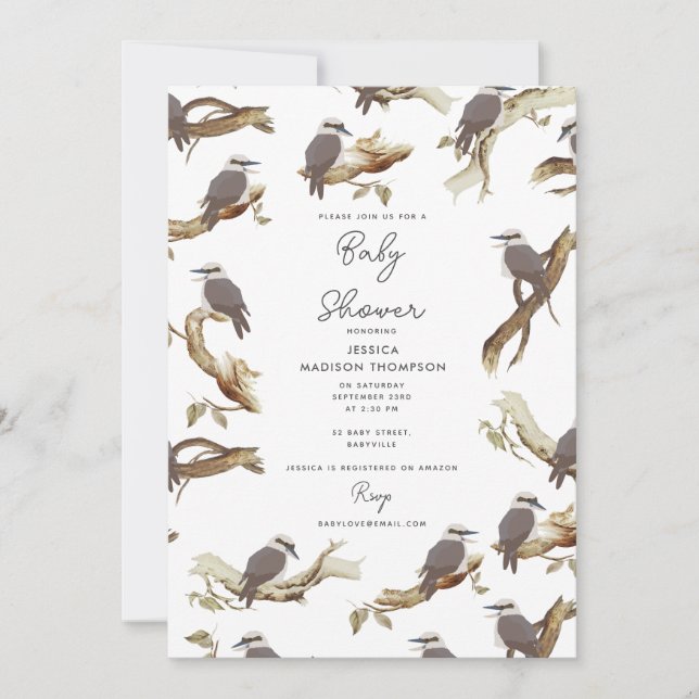 Kookaburra Australian Eucalyptus Baby Shower Invitation (Front)