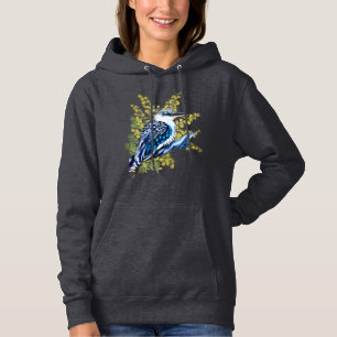 Kookaburra, blue and grey, aussie bird hoodie