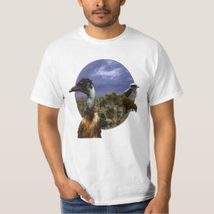 Kookaburra Emu Australian Landscape, Mens T-Shirt