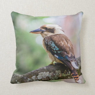 Kookaburra on branch throw pillow