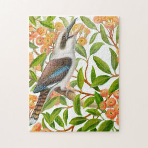 Kookaburra riant dans le puzzle d'arbre de gomme
