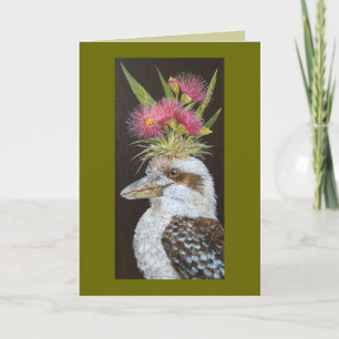 kookaburra with eucalyptus card