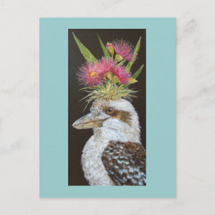 Kookaburra with eucalyptus postcard
