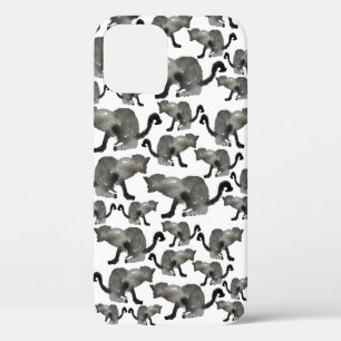 Kool black watercolor kitty cat iPhone 12 case