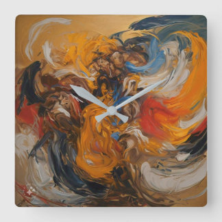 Koonig Wall Clock, 10" Round Black Wooden Frame Square Wall Clock