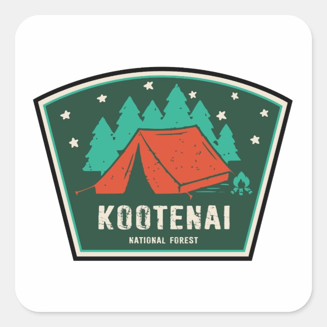 Kootenai National Forest Camping Square Sticker (Front)