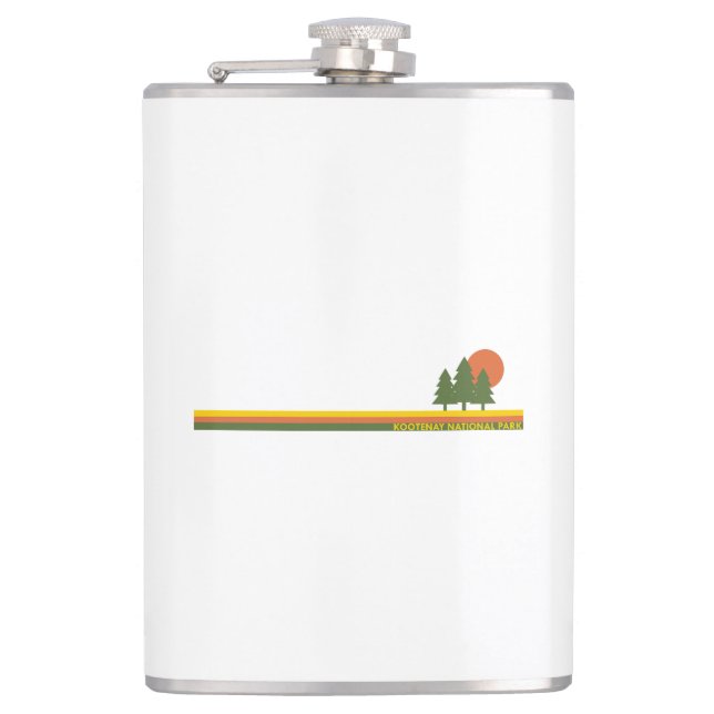 Kootenay National Park Pine Trees Sun Hip Flask (Front)