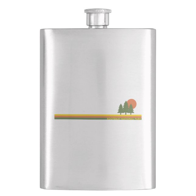 Kootenay National Park Pine Trees Sun Hip Flask (Front)
