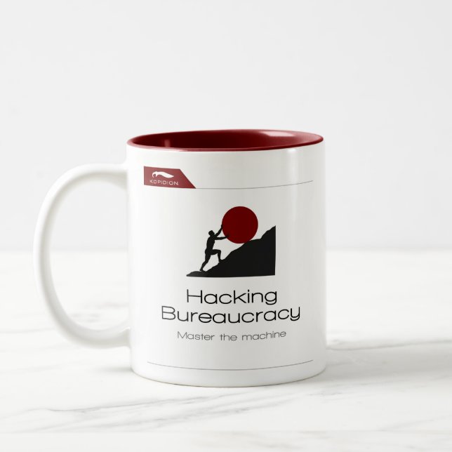Kopidion Hacking Bureaucracy course artwork Two-Tone Coffee Mug (Left)