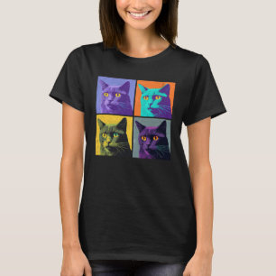 Korat Cat Pop Illustration Colourful Animal Women  T-Shirt