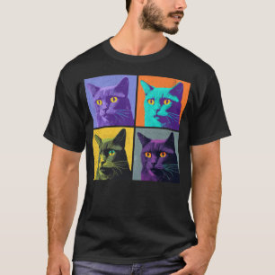 Korat Cat Pop Illustration Colourful Animal Women  T-Shirt