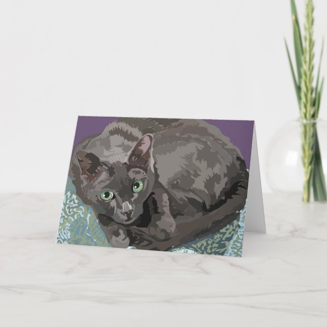 Korat la carte de voeux de chat de bonne chance (Devant)
