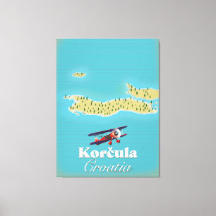Korčula Croatia map Canvas Print