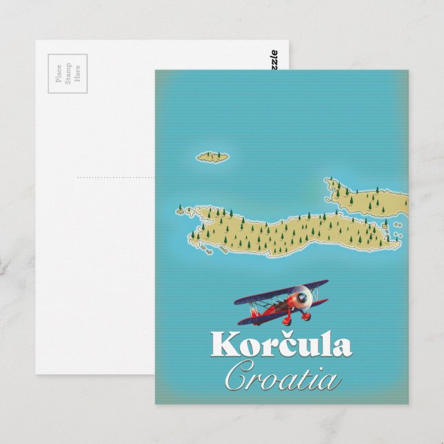 Korčula Croatia map Postcard (Front/Back)