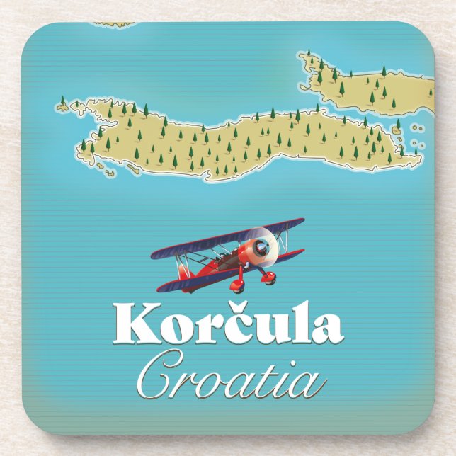 Korčula Croatia map Poster Ceramic Tile Coaster (Front)