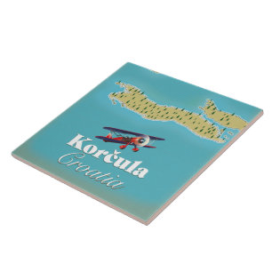 Korčula Croatia map Poster Tile