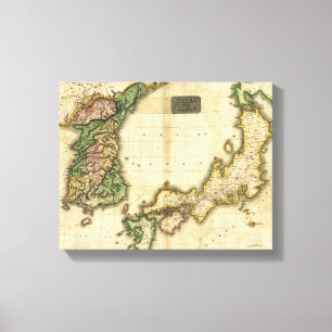 Korea and JapanPanoramic MapKorea and Japan Canvas Print