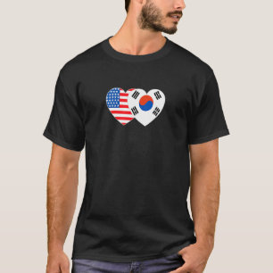 Korea and USA Flag Twin Heart for Korean Americans T-Shirt