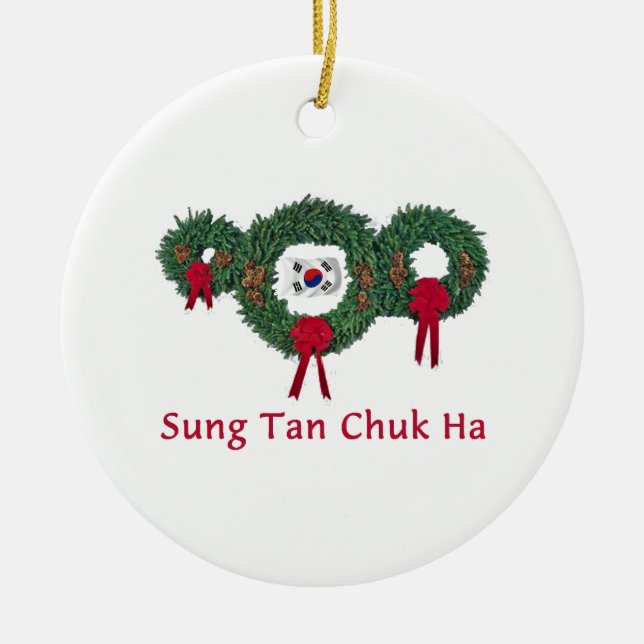 Korea Christmas 2 Ceramic Ornament (Front)