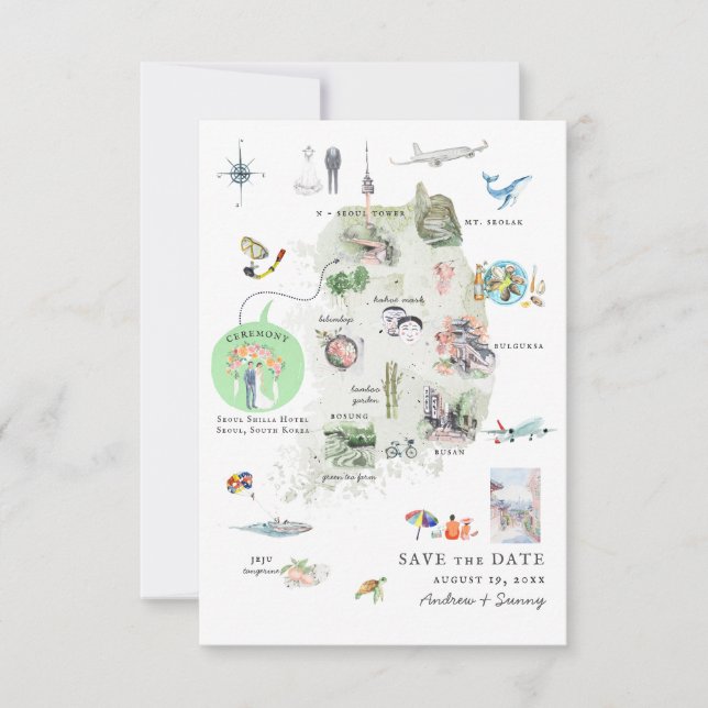 Korea | Destination Wedding Itinerary Map (Front)