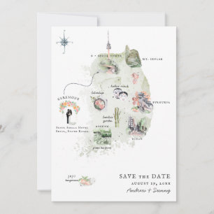 Korea   Destination Wedding Itinerary Map Invitation
