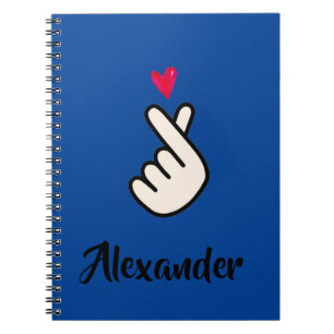 Korea Kpop Blue Red Hand Heart School Notebook
