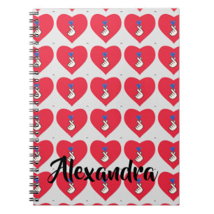 Korea Kpop Pattern Red Blue Hand Heart School Notebook