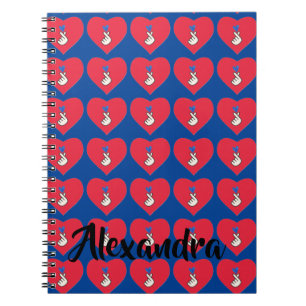 Korea Kpop Red Blue Hand Heart School Notebook