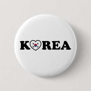 Korea Love Heart Flag 2 Inch Round Button