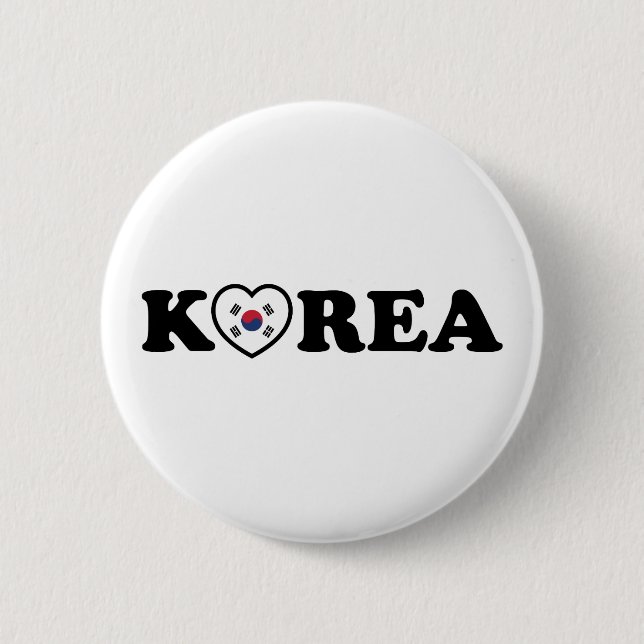 Korea Love Heart Flag 2 Inch Round Button (Front)