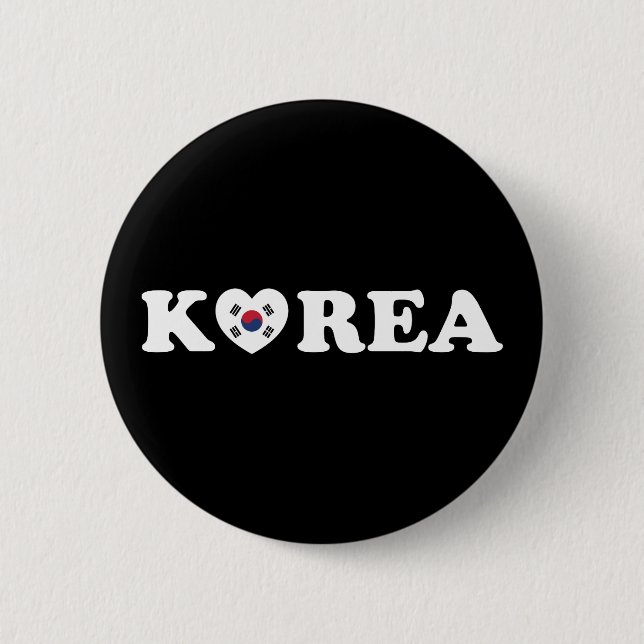 Korea Love Heart Flag 2 Inch Round Button (Front)
